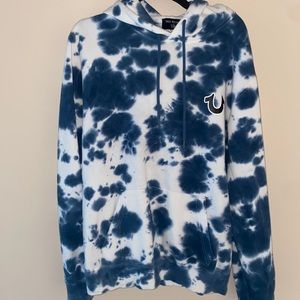 True Religion Blue Tie Dye Hoodie Size Large
